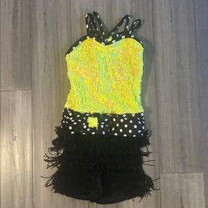 Weissman Yellow Sequin and Black Fringe Kids Costume